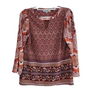 Figueroa Flower Blouse Small Top Shirt Bell Sleeves Paisley Boho Hippie Unique